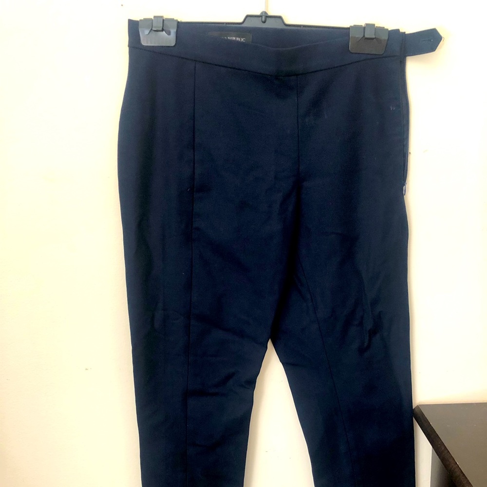 Side zipper navy slim pants
